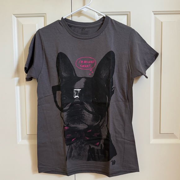 Gray Ames Bros Wicked Smart Frenchie Graphic T-Shirt Size Snall - Picture 1 of 3